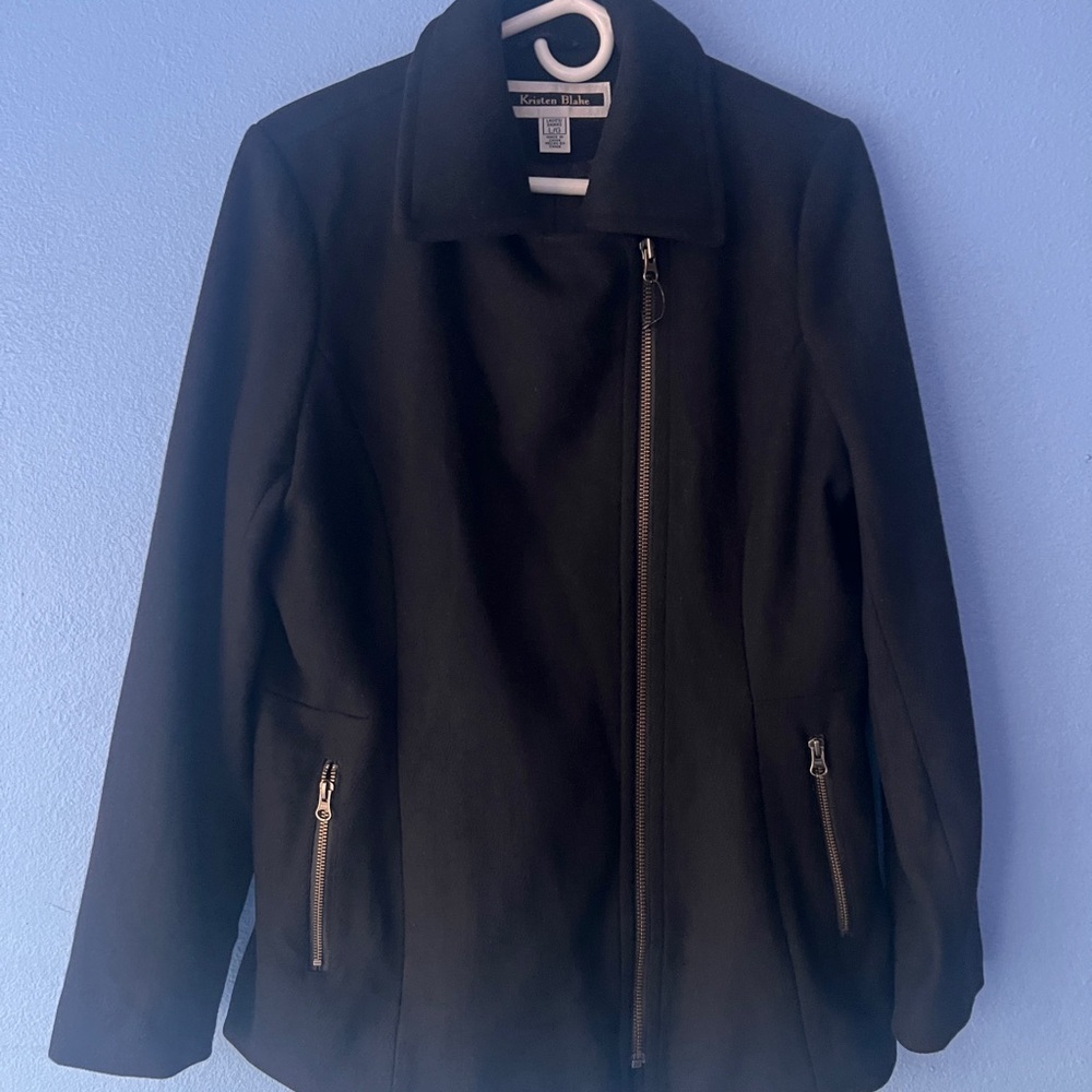 Kristen Blake Black Pea Coat#883584